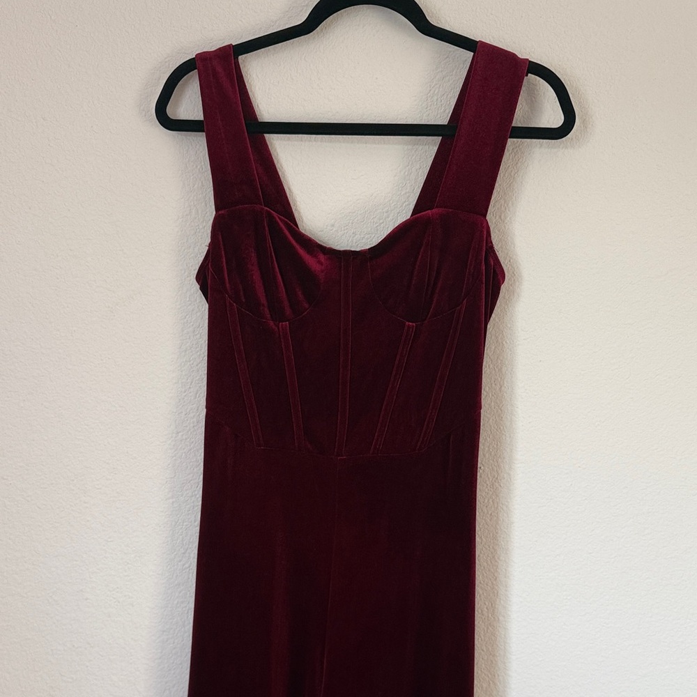 Burgundy Velvet Jumpsuit